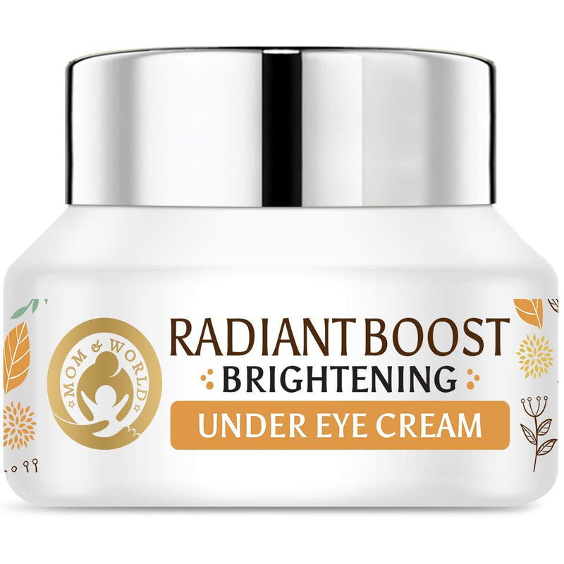 Mom & World Radiant Boost Brightening Under Eye Cream, 30gm - 20 Plant Actives With Vitamin C, B3, Sea Buckthorn Oil, Caffeine, Hyaluronic Acid, For Smooth Brighter Under Eye Skin, Dark Circles - BeesActive Australia