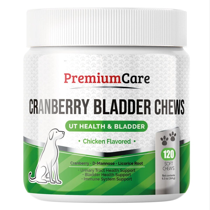 Premium Care Cranberry Bladder Chews - Dog Supplements for Urinary Tract (UT) Health, Bladder and Kidney Support - Cranberry Chewables with Vitamins for Better Bladder Control for Dogs - 120 Chews - BeesActive Australia