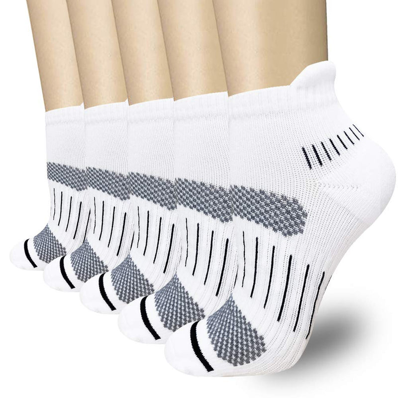 Ankle Compression Socks for Women and Men Circulation, Low Cut Running Socks Best for Plantar Fasciitis Athletic Cycling A5 - 5 White No Show Large-X-Large - BeesActive Australia