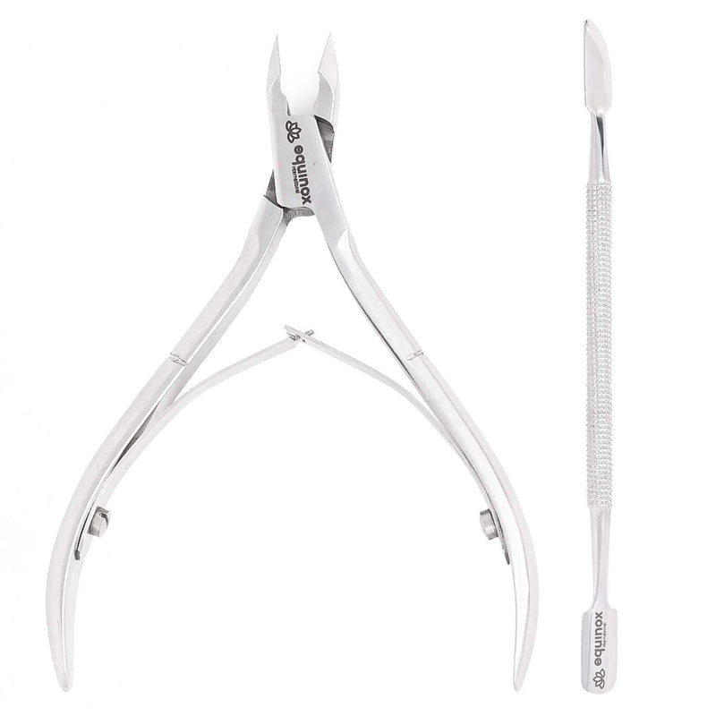 Equinox Beauty Cuticle Trimmer and 1/2 Jaw Nipper with Cuticle Pusher - 100% Stainless Steel Cuticle Cutter and Nail Clipper Manicure Pedicure Durable Tools for Fingernails and Toenails - BeesActive Australia