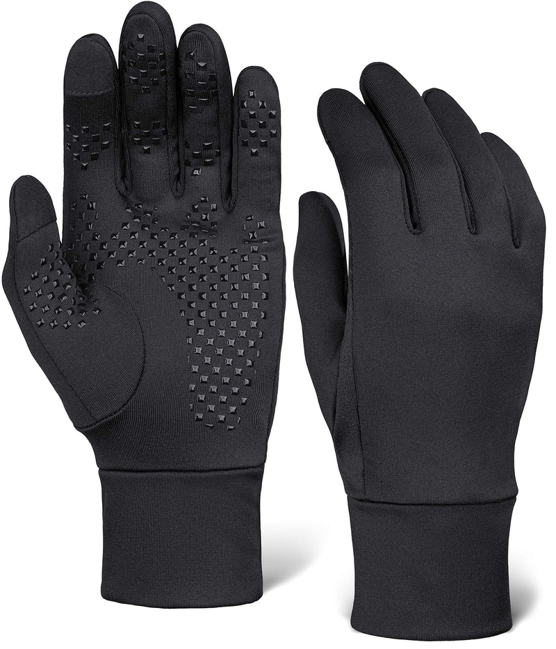 [AUSTRALIA] - Touch Screen Running Gloves - Thermal Winter Glove Liners for Cold Weather for Men & Women - Thin, Lightweight & Warm Black Gloves for Texting, Cycling & Driving - Touchscreen Smartphone Compatible Medium / Large 