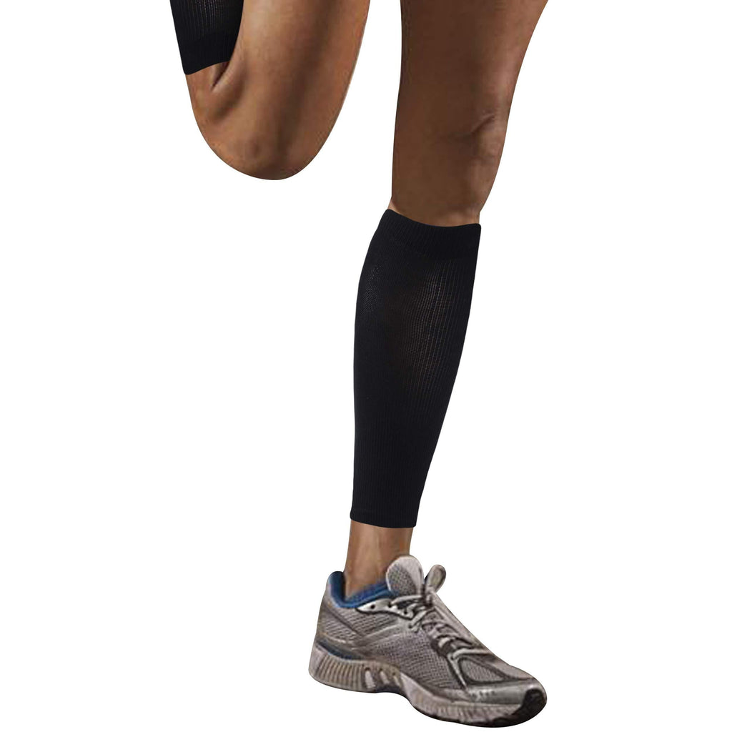 [AUSTRALIA] - SuMade Womens Leg Compression Sleeves for Shin Splint Calf Support Sport Sleeves for Running Nursing Sports Recovery Black 12in - 14in Calf (L/XL) 