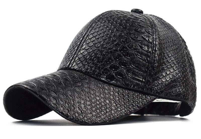 INOGIH Snakeskin-Leather Baseball-Cap Unisex Casual-Dad-Hat Adjustable Snapback for Women Men Black - BeesActive Australia