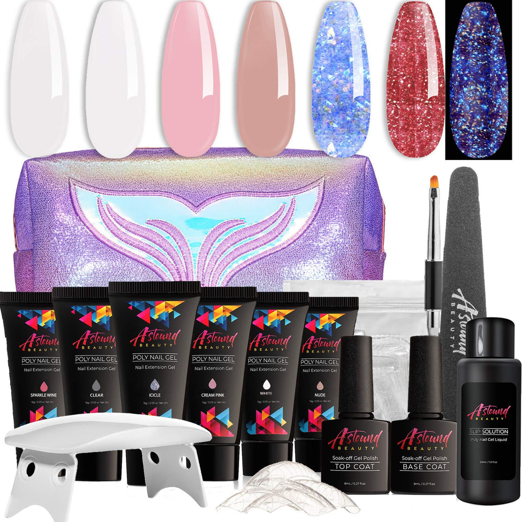 Polygel Nail Kit with UV Lamp, Glitter and Glow in the Dark Polygel Nail All-in-One Manicure Kit - BeesActive Australia