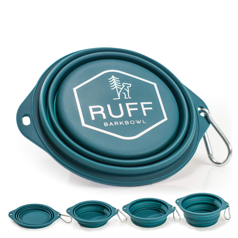 Ruff Products BarkBowl (800ml) - Collapsible Dog Bowl Dark Teal - BeesActive Australia