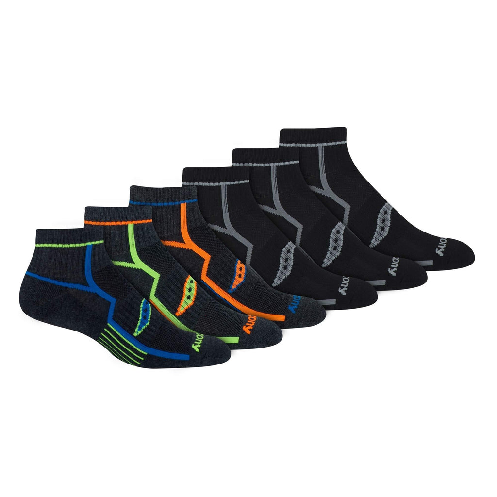 [AUSTRALIA] - Saucony Men's Multi-Pack Bolt Performance Quarter Socks Shoe Size: 8-12 Grey (6 Pairs) 