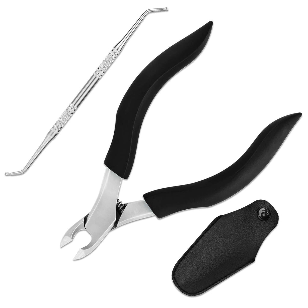 Podiatrist Toenail Clippers，Professional Ingrown or Thick Toe Nail Clippers for Men & Seniors ，Long Handle for Easy Grip +Leather Packaging, Safe Storage - Maintain Healthy Nails with Ease by gurelax Thick Toenail Clipper（black） - BeesActive Australia