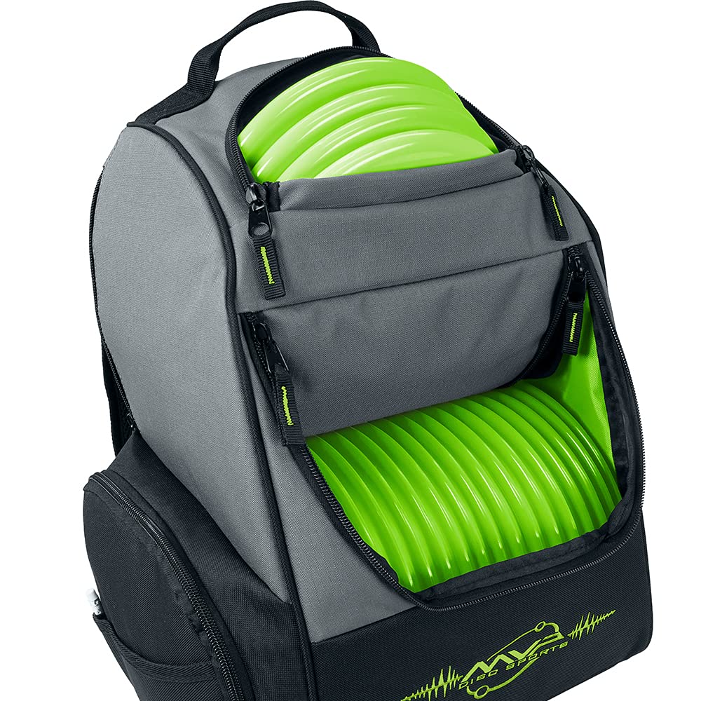 MVP Disc Sports Backpack Shuttle Disc Golf Backpack Bag Gray/Lime - BeesActive Australia
