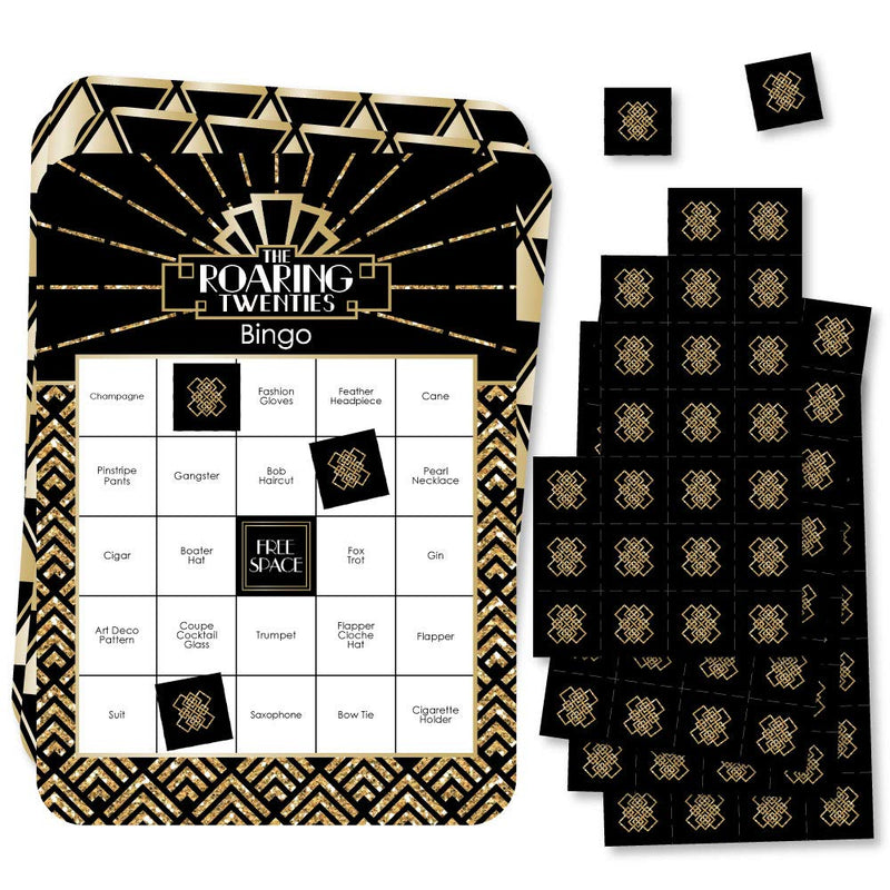Big Dot of Happiness Roaring 20’s - Bar Bingo Cards and Markers - 1920s Art Deco Jazz Party Bingo Game - Set of 18 - BeesActive Australia