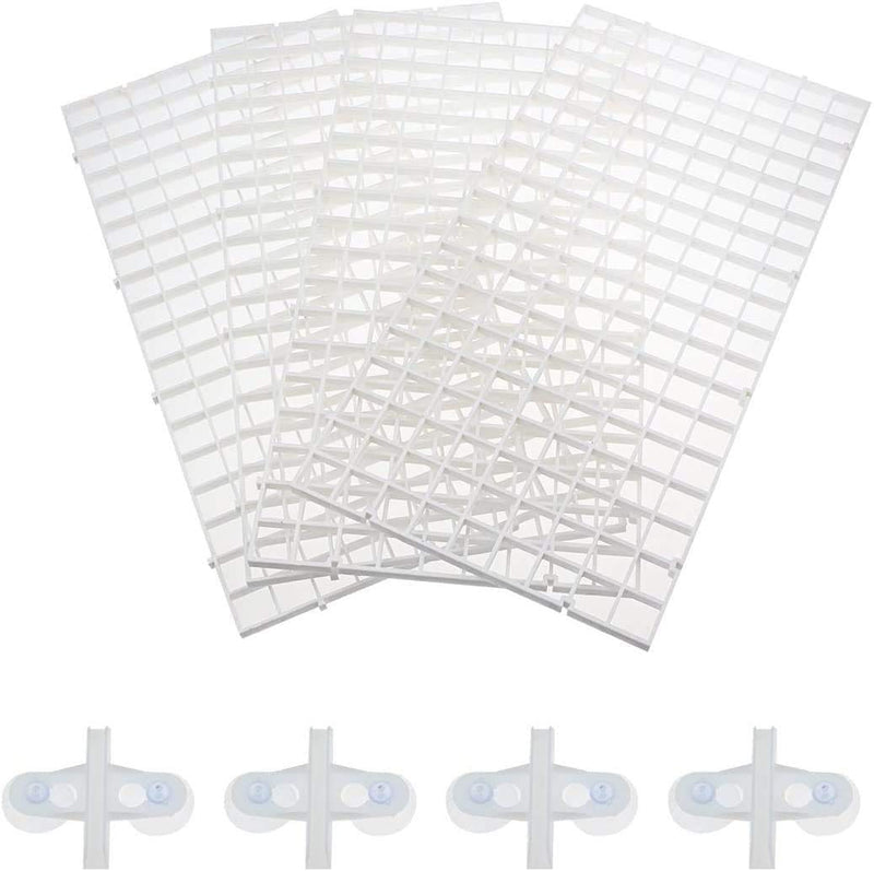 Senzeal 4PCS Aquarium Grid Divider Tray Egg Crate Aquarium Fish Tank Bottom Divider Isolation Board with Sucker Clips White - BeesActive Australia