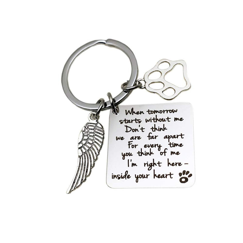 Pet Loss Sympathy Memorial Gift, When Tomorrow Starts Without Me Paw Prints Keychain for Loss of Pet Dog Cats Memorial Sympathy Keepsake Gifts Keychain - BeesActive Australia