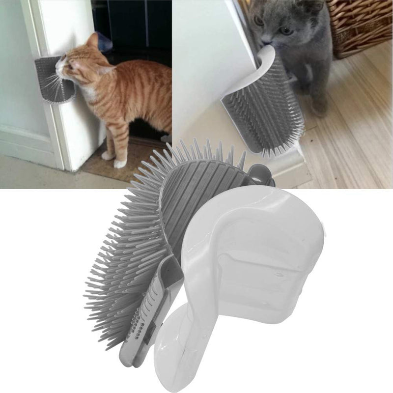SweetPetGarden Self Groomer with Catnip Pouch,Cat Self Groomer Wall Corner Massage Groomer Cat Self Grooming Brush 2 Count (Pack of 1) Gray - BeesActive Australia