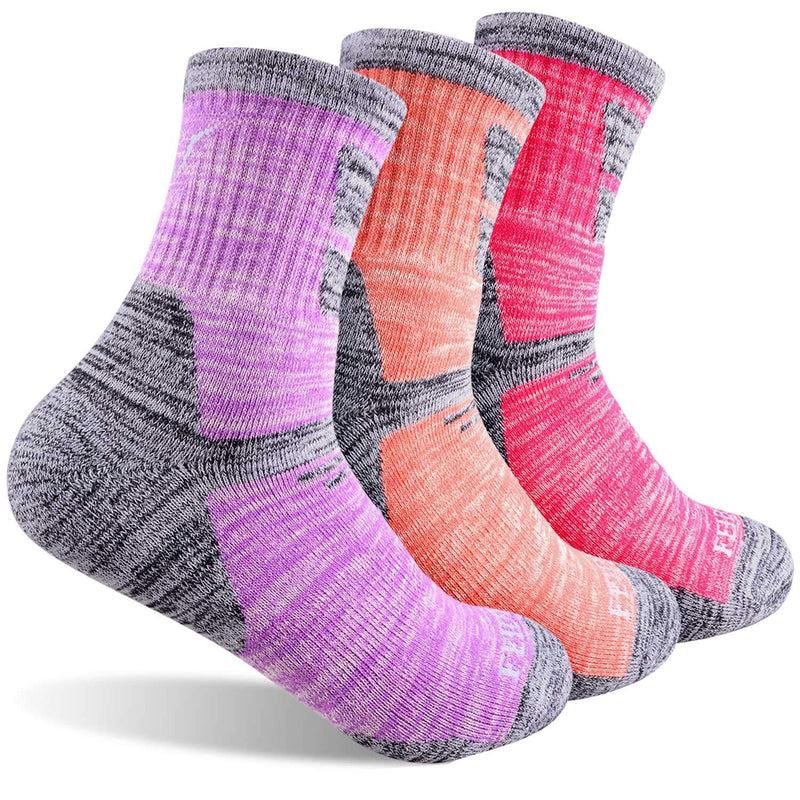 Hiking Walking Socks For Women, FEIDEER Multi-pack Outdoor Recreation Socks Moisture Wicking Crew Socks Purple/Red/Pink 4.5-7 - BeesActive Australia