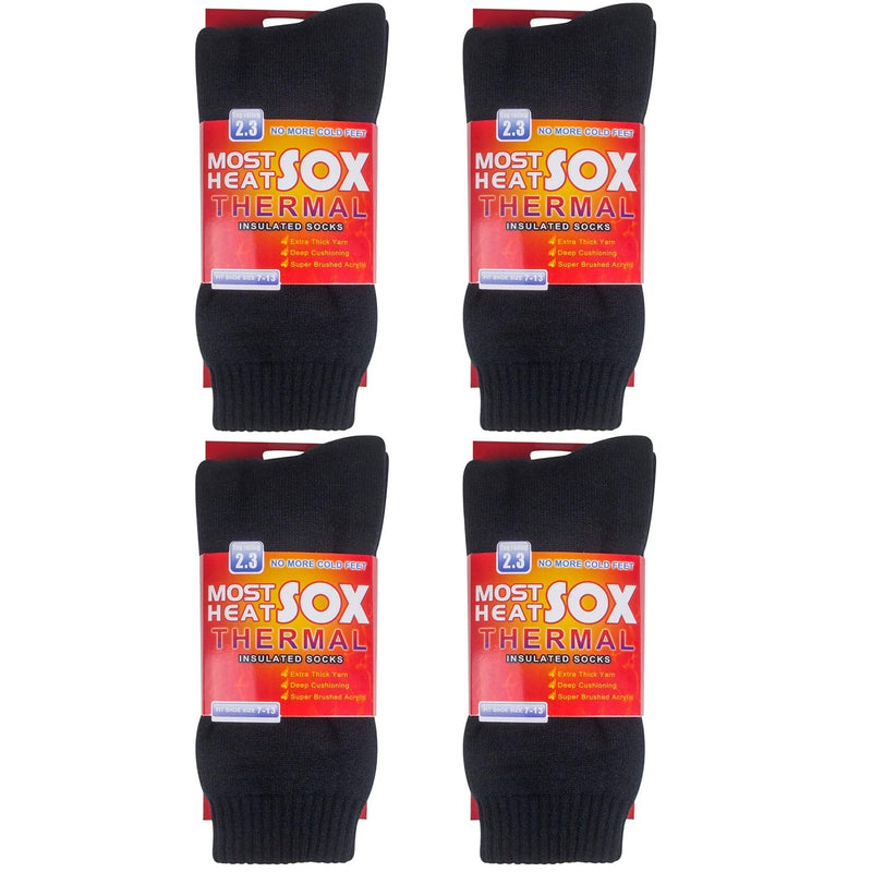 Thermal Socks for Men Thick Insulated Heated Socks Winter Warm Socks for Cold Weather(Black,one size) A-black 4 Pairs(knit Welt) - BeesActive Australia