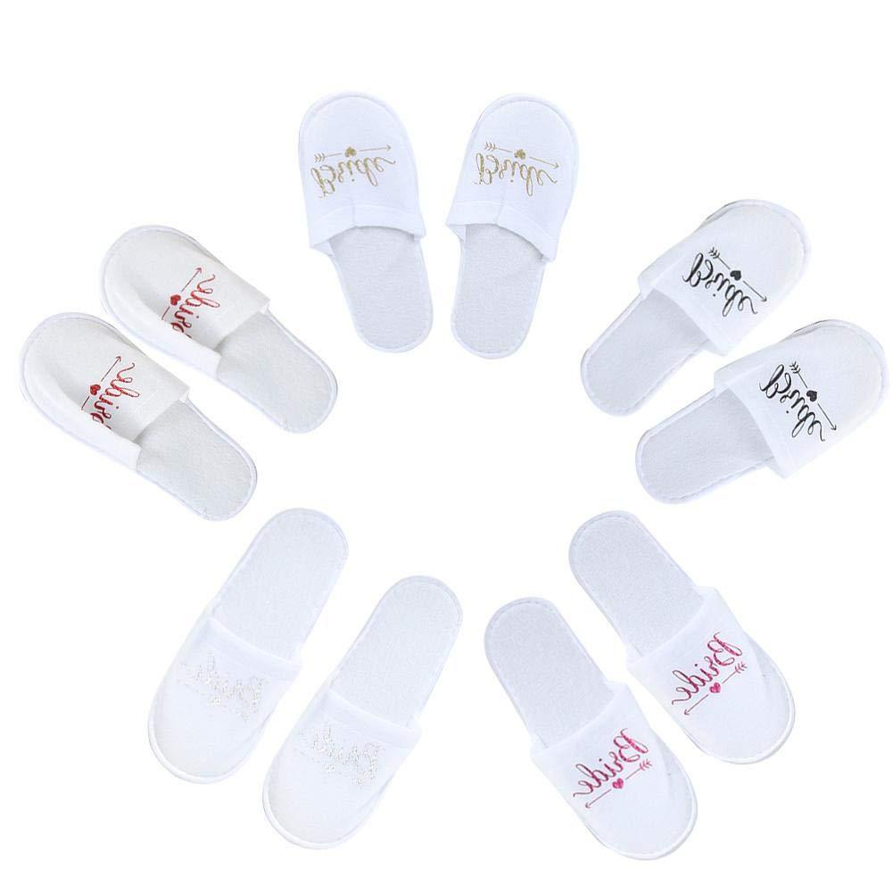 Yosooo 5 Pairs Disposable Slippers, for Wedding Party Photography Props,Spa Slippers for Men and Women Bachelorette Party Wedding(Bride) - BeesActive Australia