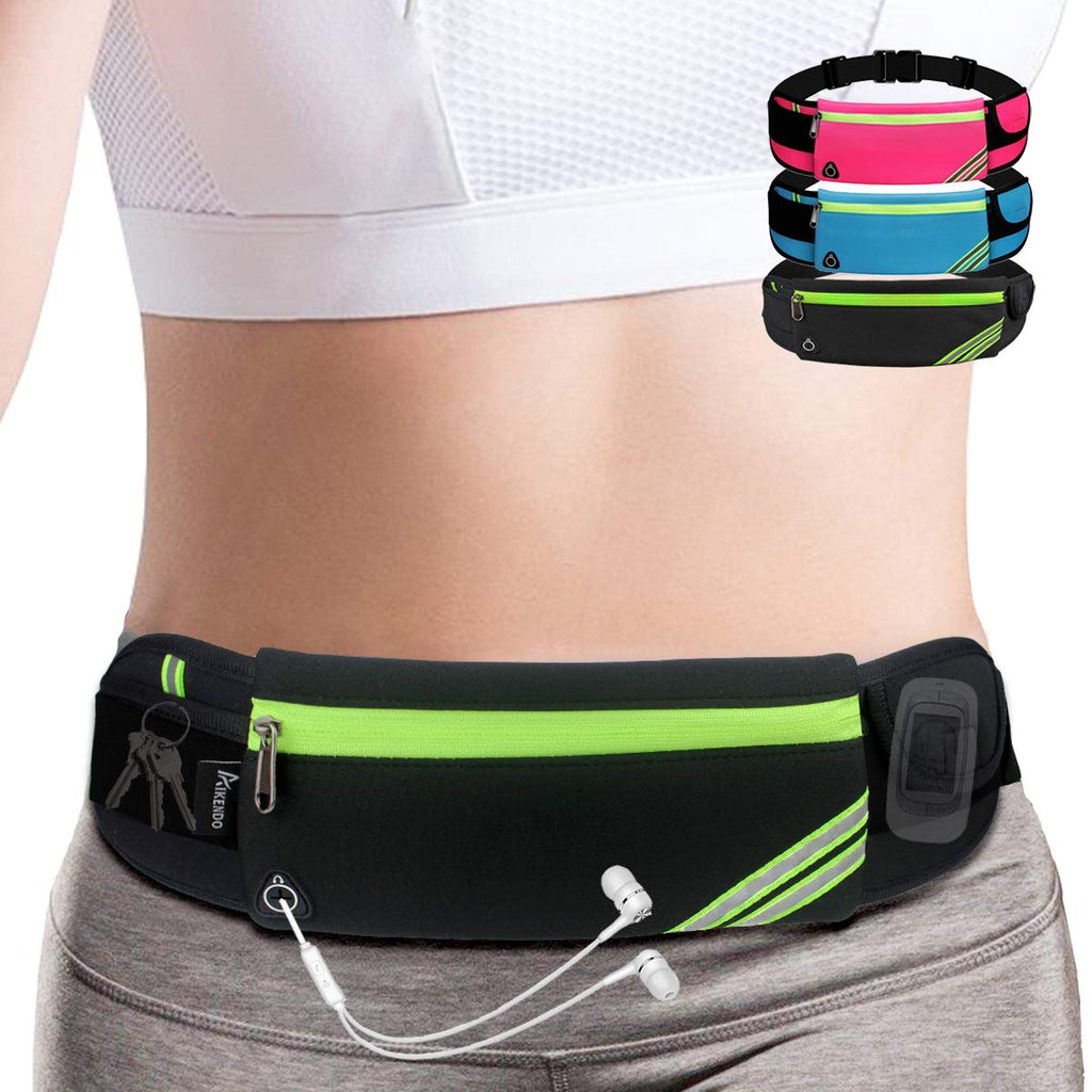 Slim Running Belt Fanny Pack,Waist Pack Bag for Hiking Fitness Cycling Workout Gym,Reflective Runners Belt Jogging Pocket Belt Compatible with iPhone13,12 pro, Travelling Money Phone Holder for Running Black - BeesActive Australia