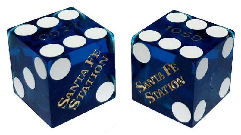 Cyber-Deals Wide Selection of 19mm Craps Dice - Authentic Las Vegas Casino Table-Played (Santa Fe Station (Blue Polished)) - BeesActive Australia