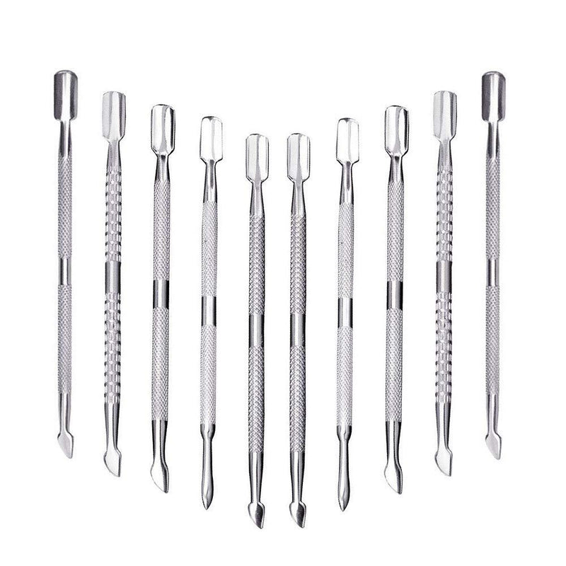 10Pcs Cuticle Pusher Remover and Cutter, Creatiee Double Ended Stainless Steel Cuticle Cleaner Nail Gel Polish Removal, Manicure Pedicure Nail Tools for Fingernails Toenails - Professional & Durable 10Pcs - BeesActive Australia