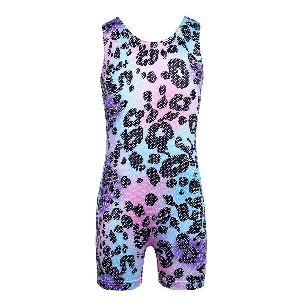 [AUSTRALIA] - easyforever Kids Girls Colorful Sleeveless Leopard Printed Ballet Dance Leotard Gymnastic Workout Jumpsuit 9 / 10 