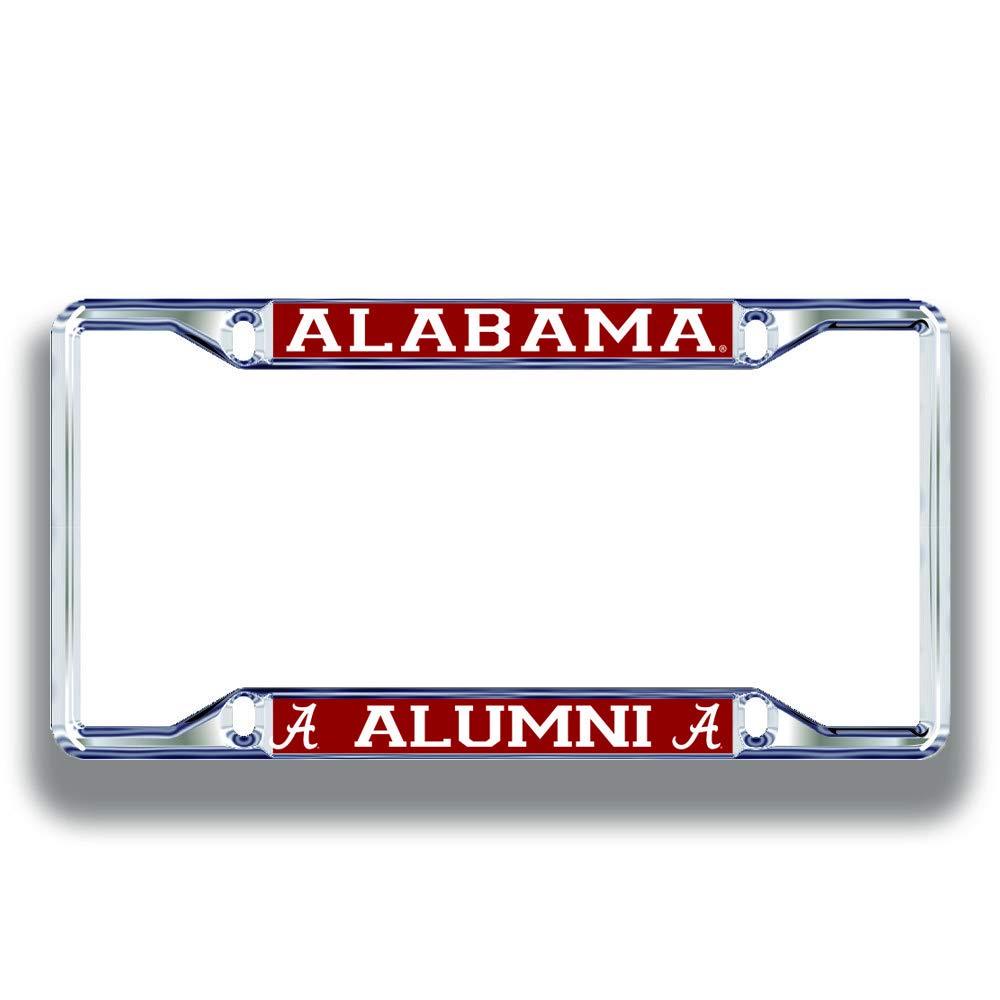 Elite Fan Shop NCAA License Plate Frame Alumni Alabama Crimson Tide Silver One Size - BeesActive Australia