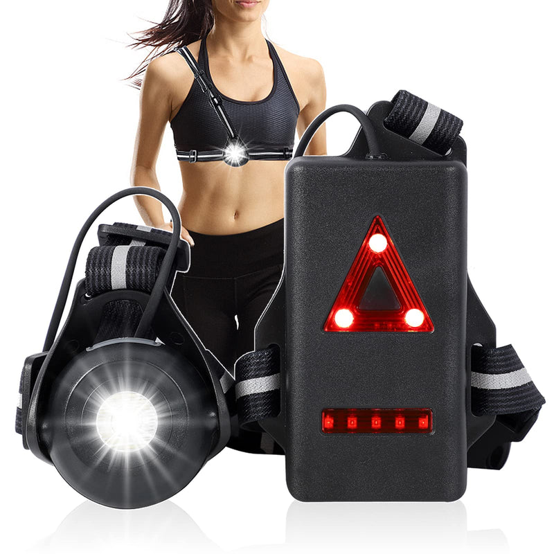 West Biking Night Running Lights, USB Rechargeable Chest Light with 90° Adjustable Beam Angle, 500 Lumens Waterproof Ultra Bright SafetyLamp with Reflective Straps for Runner black - BeesActive Australia