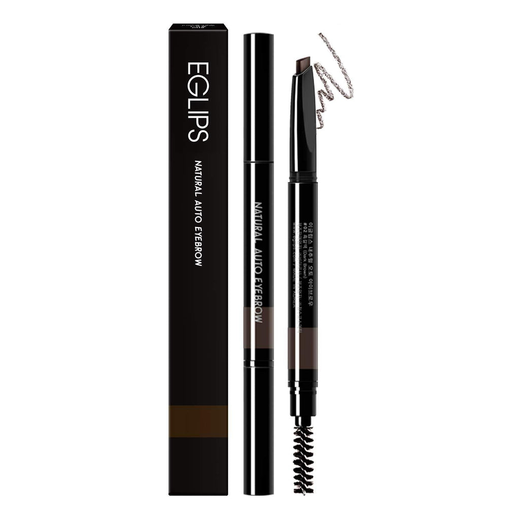 EGLIPS Natural Auto Eyebrow #02 Dark Brown, 0.1oz - Double-headed pencil, triangular tip+brush, waterproof, smudgeproof | eyebrow pencil | eyebrow makeup | eyebrow pen | eyebrow pencil dark brown 02 DARK BROWN - BeesActive Australia