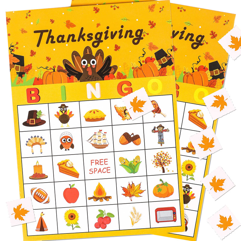 Geefuun Thanksgiving Games Fall Bingo Cards for Party Supplies Decorations-24 Players - BeesActive Australia