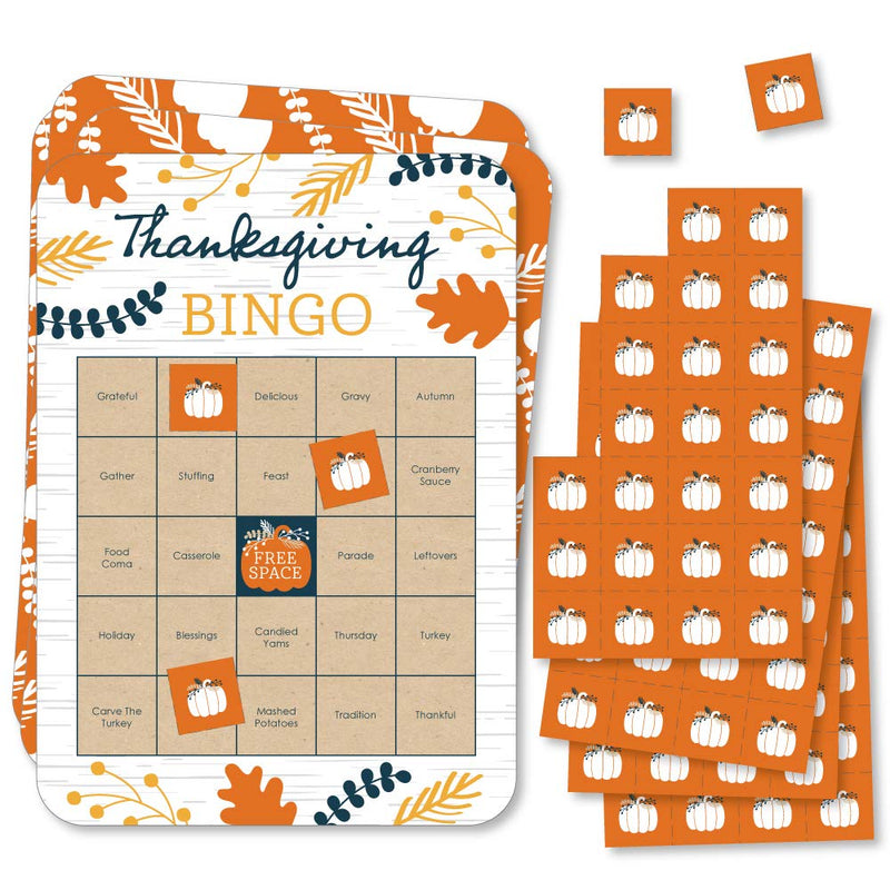 Big Dot of Happiness Happy Thanksgiving - Bingo Cards and Markers - Fall Harvest Party Bingo Game - Set of 18 - BeesActive Australia
