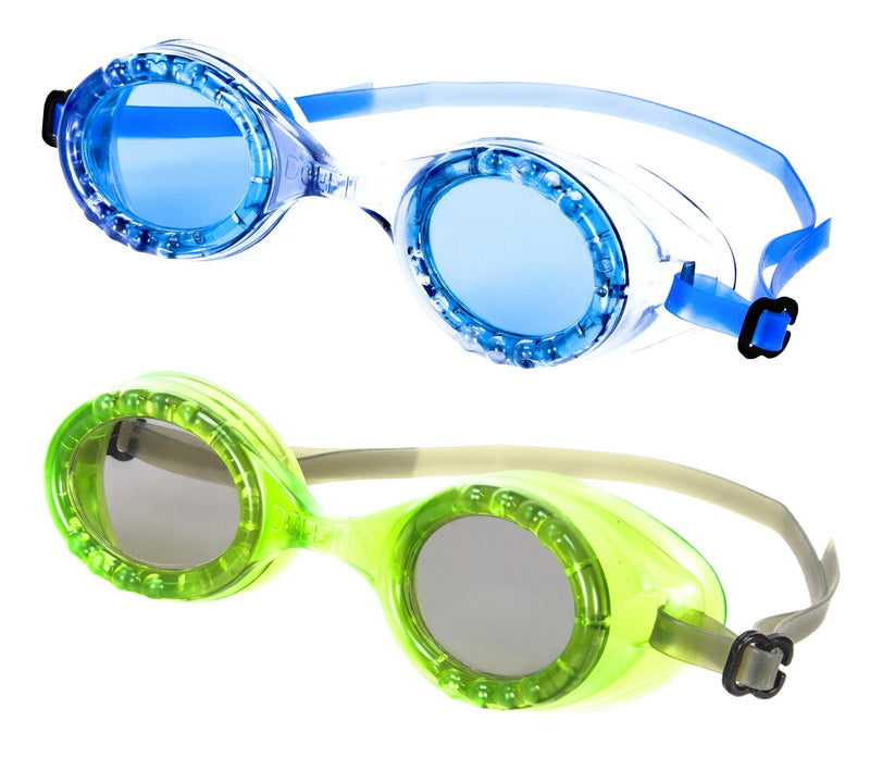 DOLFINO Child 2 Pack Swim Goggles Blue/Green Swimming Pool Kids Water Play Glasses Training WLM8 14587 - BeesActive Australia