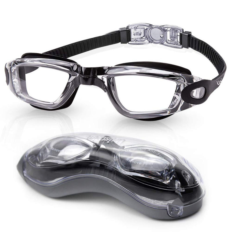 Uniswim Clear Anti Fog Swim Goggles Professional Goggles for Swimmng Glasses for Adult Men Women Black Lucency - BeesActive Australia