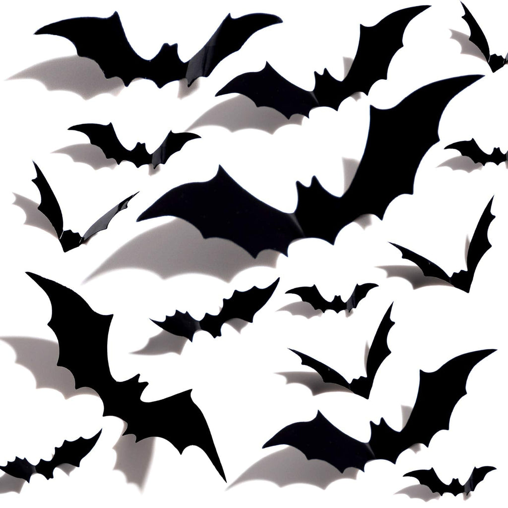Halloween 3D Bats Decoration Plastic Bat Wall Stickers for Home Window Decor Party Supplies (60PCS) 60Pcs - BeesActive Australia