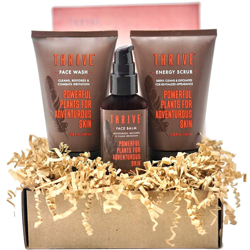 THRIVE Natural Deep Clean Skincare Kit for Men & Women (3 Piece) – Gift Set with Natural Face Scrub, Wash & Moisturizing Face Lotion – Organic & Natural Ingredients – Made in USA, Vegan & Cruelty Free Set 4 - BeesActive Australia
