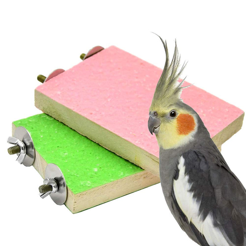 2 Pack Colorful Bird Perch Stand Platform Natural Wood Playground Paw Grinding Clean for Pet Parrot Budgies Parakeet Cockatiels Conure Lovebirds Rat Mouse Cage Accessories Exercise Toys - BeesActive Australia