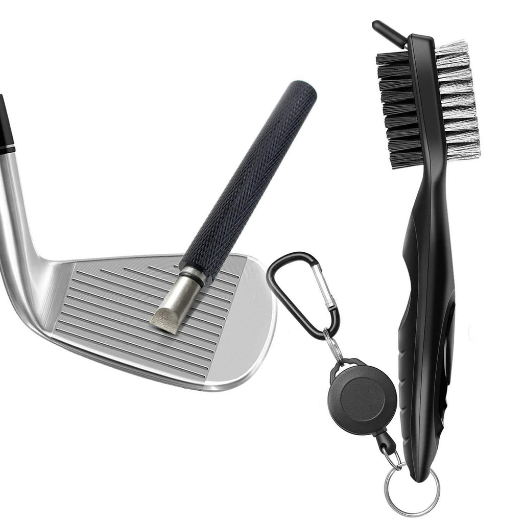 Gzingen Golf Tool Set, Golf Club Groove Sharpener and Retractable Golf Club Brush, Re-Grooving Tool and Cleaner for Wedges & Irons for Golfers, Practical Sharp and Clean Kits black sharpener - BeesActive Australia