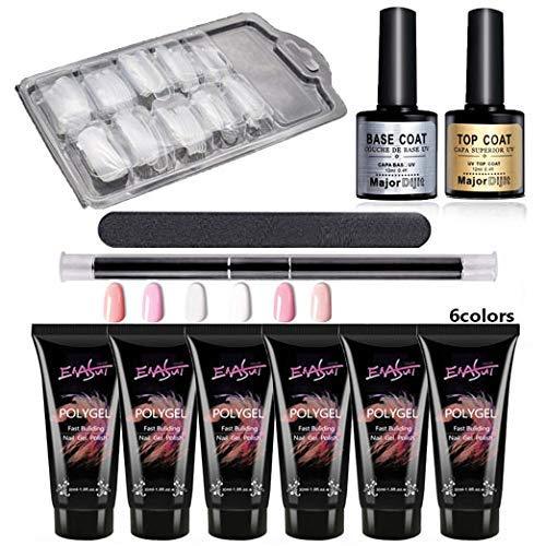 Poly Gel Nail Kit, 6 Colors Poly Gel Finger Extension Gel Quick Building Poly UV Builder Nail Gel 30 ml with Nail Brush Nail Forms Nail Art Kit - BeesActive Australia