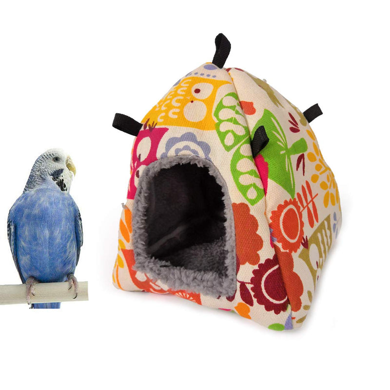 Bird Plush Hammock Parrot Hanging Snuggle Cave Happy Hut Tent for Parakeet Cockatiel Conure Lovebird Budgie Hamster Gerbil Rat Chinchilla Squirrel Cage Medium Beige Pattern - BeesActive Australia