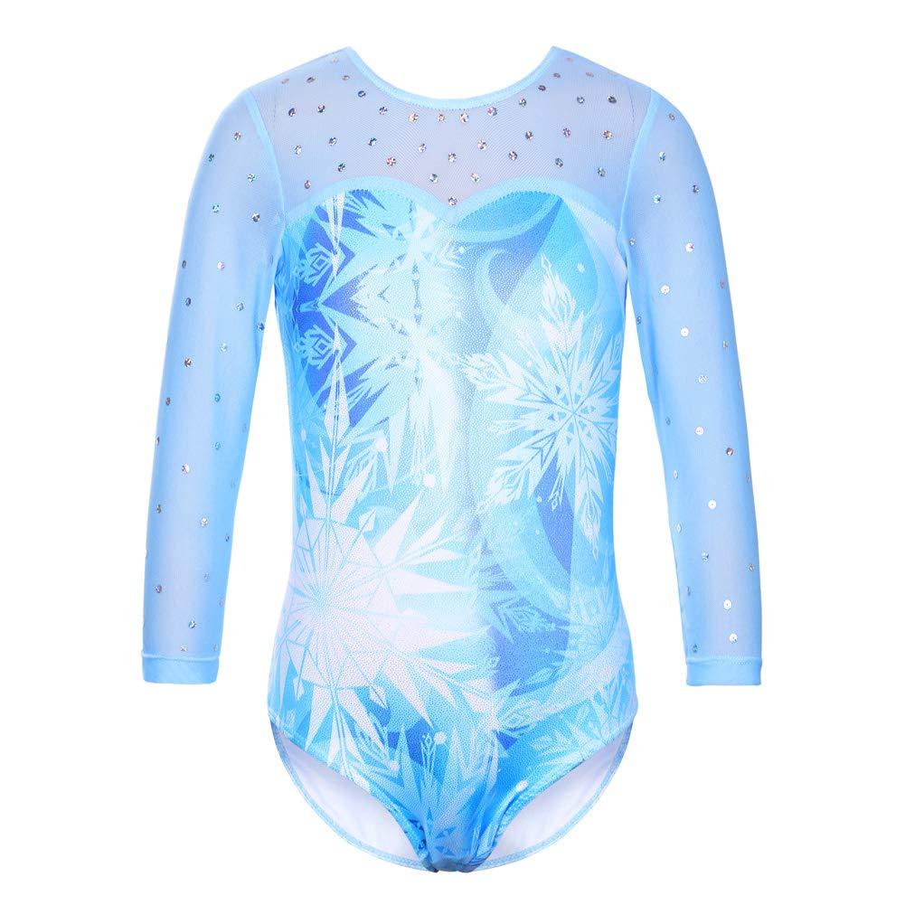 [AUSTRALIA] - TFJH E Kids Little Girls' One Piece Sparkly Gymnastics Leotard Practice Outfits 7-8Years(Tag No.8A) Snow Flake Blue 