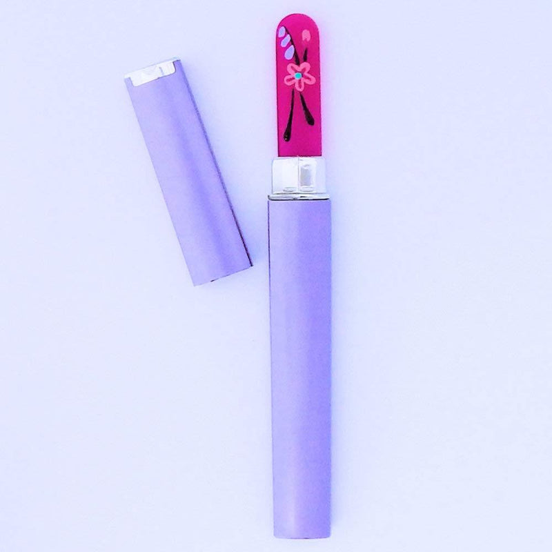 Wild Rose Magenta Premium Hand Painted Genuine Czech Republic Crystal Nail File with Matching Acrylic Case - Medium - BeesActive Australia