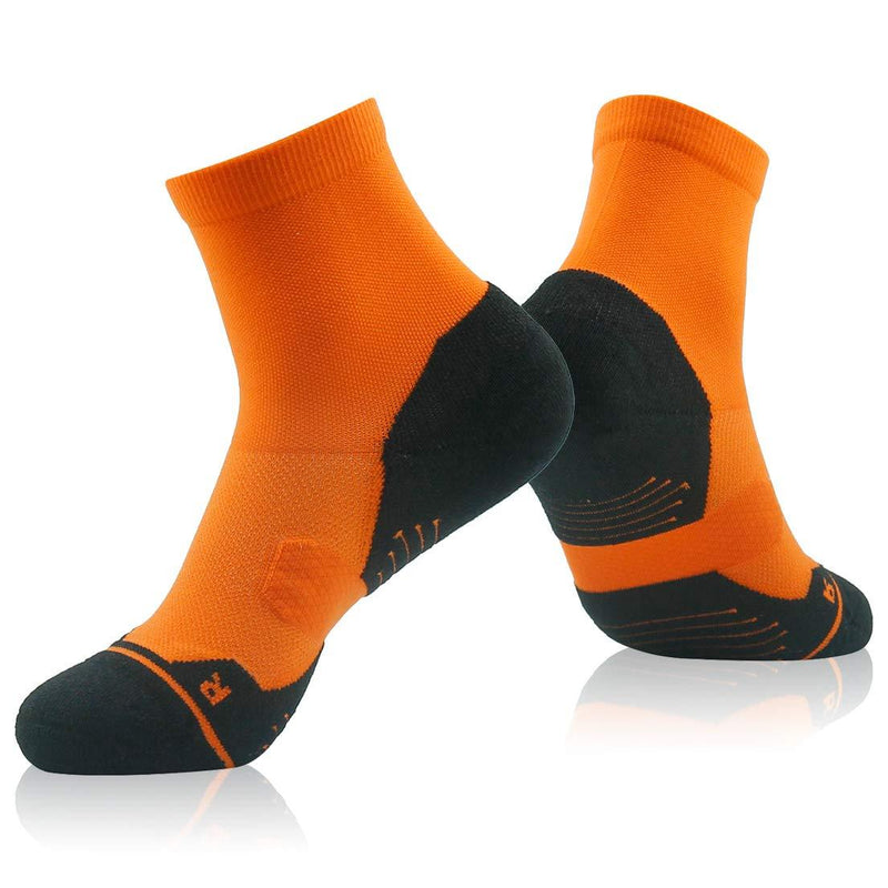 [AUSTRALIA] - Running Socks Ankle Support, HUSO Men Women High Performance Arch Compression Cushioned Quarter Socks 1,2,3,4,6 Pairs Z 1 Orange 