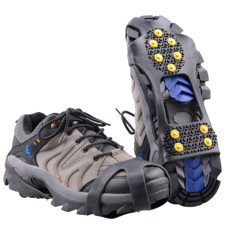 Azarxis Walk Traction Ice Cleat Spikes Crampons with 10 Spikes Snow Grips Stretch Footwear Traction for Walking, Jogging, Climbing, Hiking on Snow and Ice Black XL (Men:11-14 / Women:13-16) - BeesActive Australia