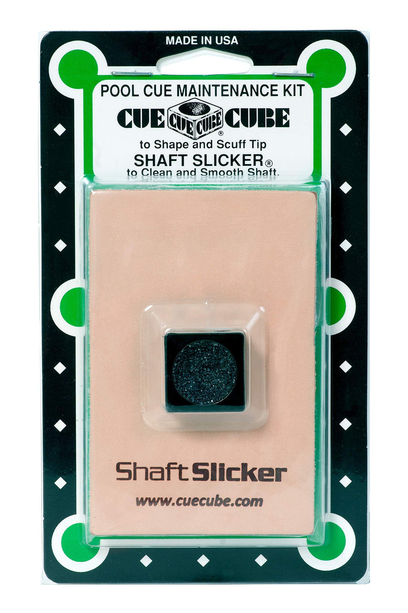 [AUSTRALIA] - CUE CUBE Pool Billiard Cue TIP Tool 2 in 1 Shaper Scuffer Nickel Radius Black Color and Billiard Pool Cue Shaft Slicker on Blister Card Combo 