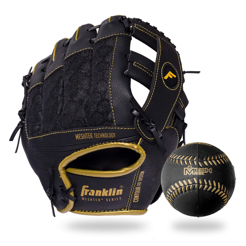 Franklin Sports Glove Teeball Meshtek Left Baseball Right Glove and Ball Black/Gold - BeesActive Australia