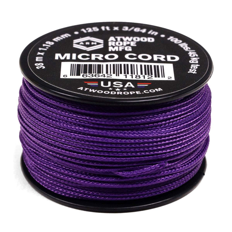 [AUSTRALIA] - Atwood Rope MFG Micro Utility Cord 1.18mm X 125ft Reusable Spool | Tactical Nylon/Polyester Fishing Gear, Jewlery Making, Camping Accessories Purple 