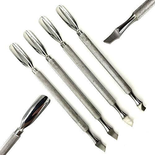 4 pcs Stainless Steel Nail Art Manicure Cuticle Spoon Pusher Remover Tool Set New Care Pedicure Salon Spa Accessories Cutter Nipper Clipper Cut & Cleaner Nippers Grooming Kit (Semi-Circle) Semi-Circle - BeesActive Australia