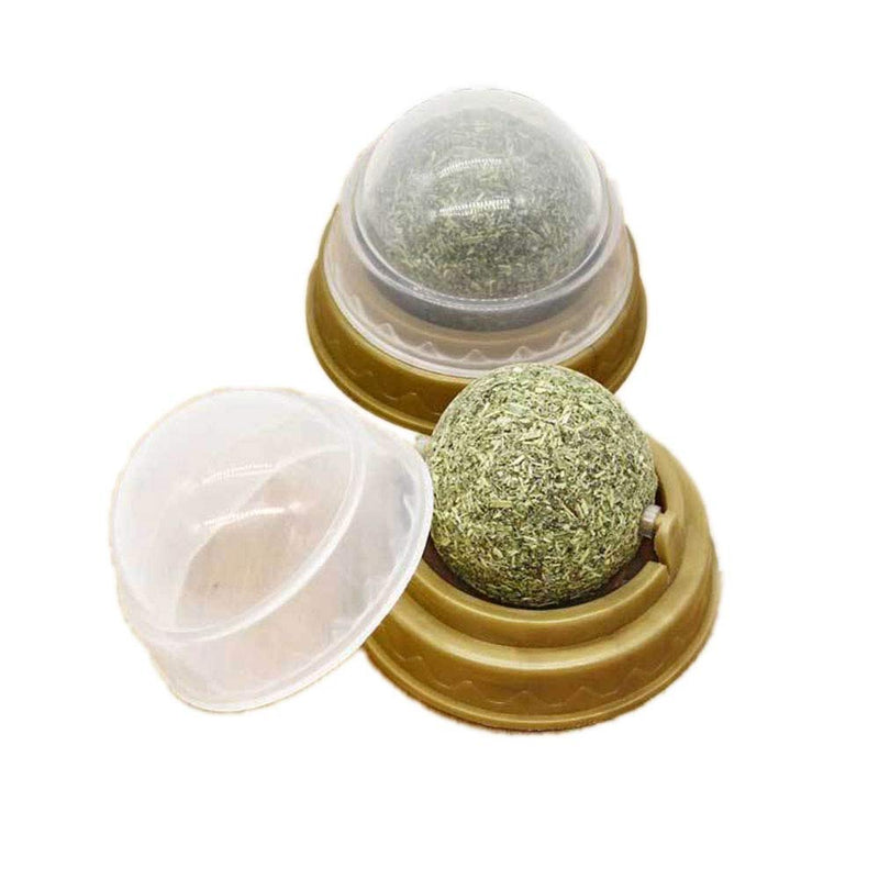 2 Pack Catnip Balls, Pure Natural Mint Leaf Rotating Interactive Cat Toys, Cat Removal Hairball Toys Can Be Sticky On Wall, Teeth Cleaning Catmint Toy for Cat, Kitten, Kitty Playing Chewing 2pcs catnip ball - BeesActive Australia