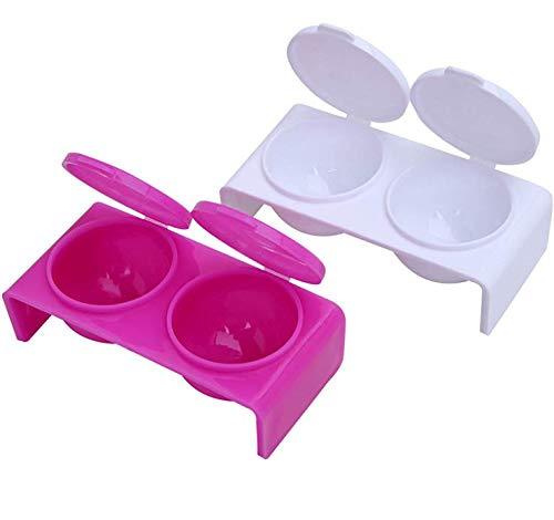 LASSUM 2PCS Double Cup Plastics Nail Art Cup Bowl Soaking Dish Dappen Dish with Lids for Mixing Acrylic Powder Liquid - BeesActive Australia