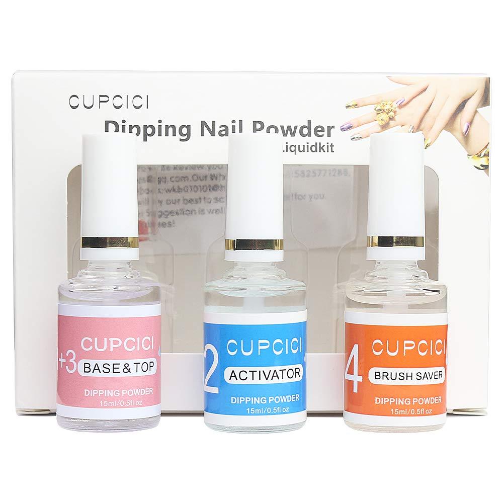 dip powder base activator and top coat Dipping Liquid Kit Acrylic Dip Powder Set with 2 in 1 Base & Top 3pc Dip Liquid for Dipping Nail No Lamp by CUPCICI - BeesActive Australia