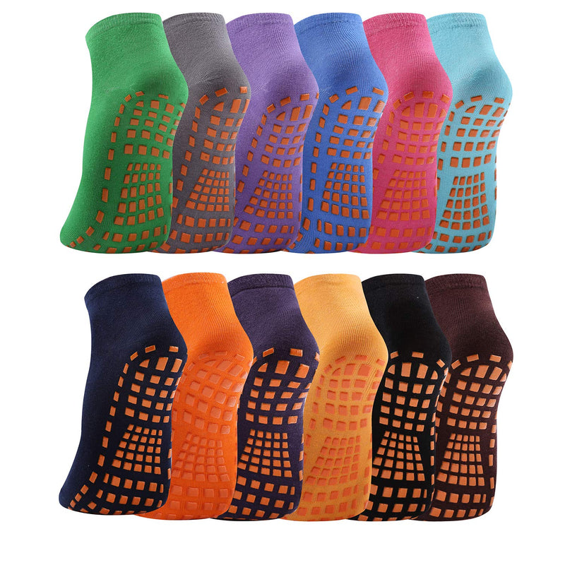 12 Pairs Non Slip Yoga Socks for Women Anti-Skid Gripper Socks Slipper Socks for Pilates Ballet Barre Yoga Multi Color/12 Pairs - BeesActive Australia