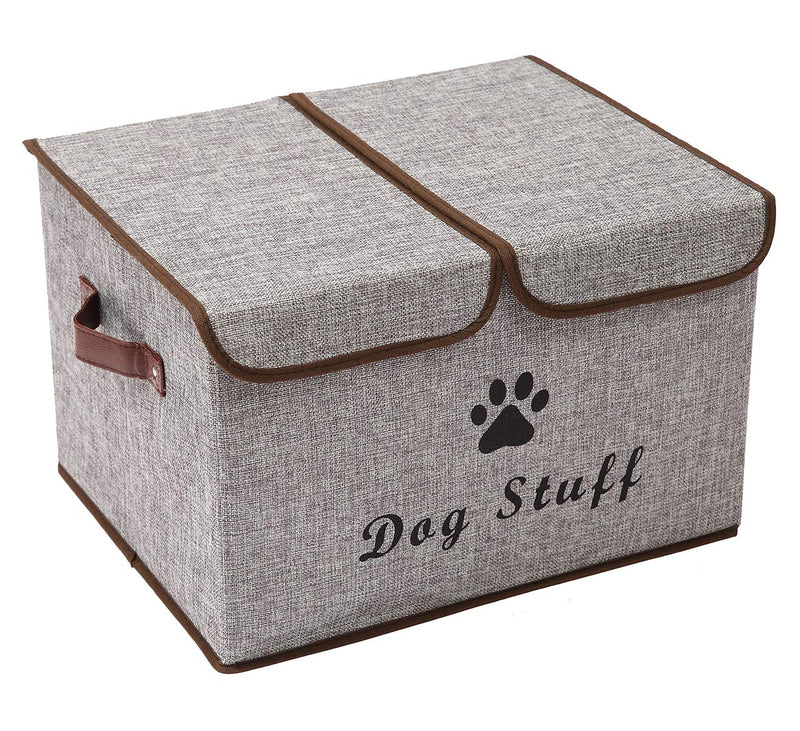 Morezi Large Dog Toy Storage Box with Lid Basket Organizer - Perfect Collapsible Bin for Living Room, Playroom, Closet, Home Organization Dog Light Gray - BeesActive Australia