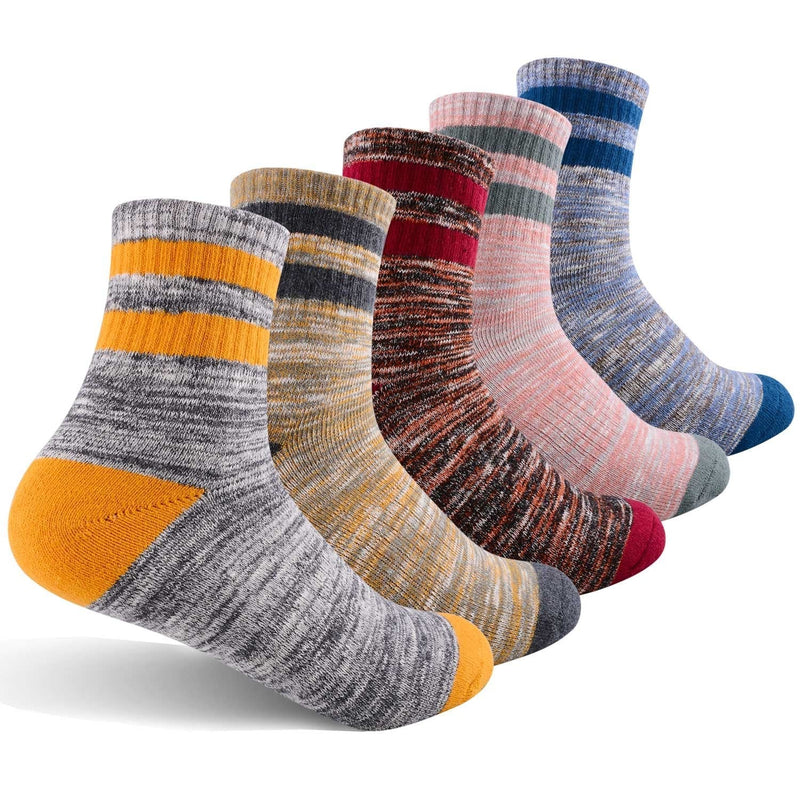FEIDEER Women's Hiking Walking Socks, Multi-Pack Outdoor Recreation Socks Wicking Cushion Crew Socks Gray Pink/Gray Blue/Gray Yellow/Gray Red/Gray Medium - BeesActive Australia
